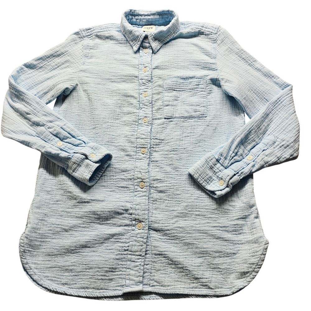 J.Crew Double Gauze Button Down Shirt XS Light Blue Cotton Long Sleeve Top